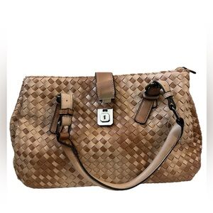 Leather Herringbone Woven Handbag